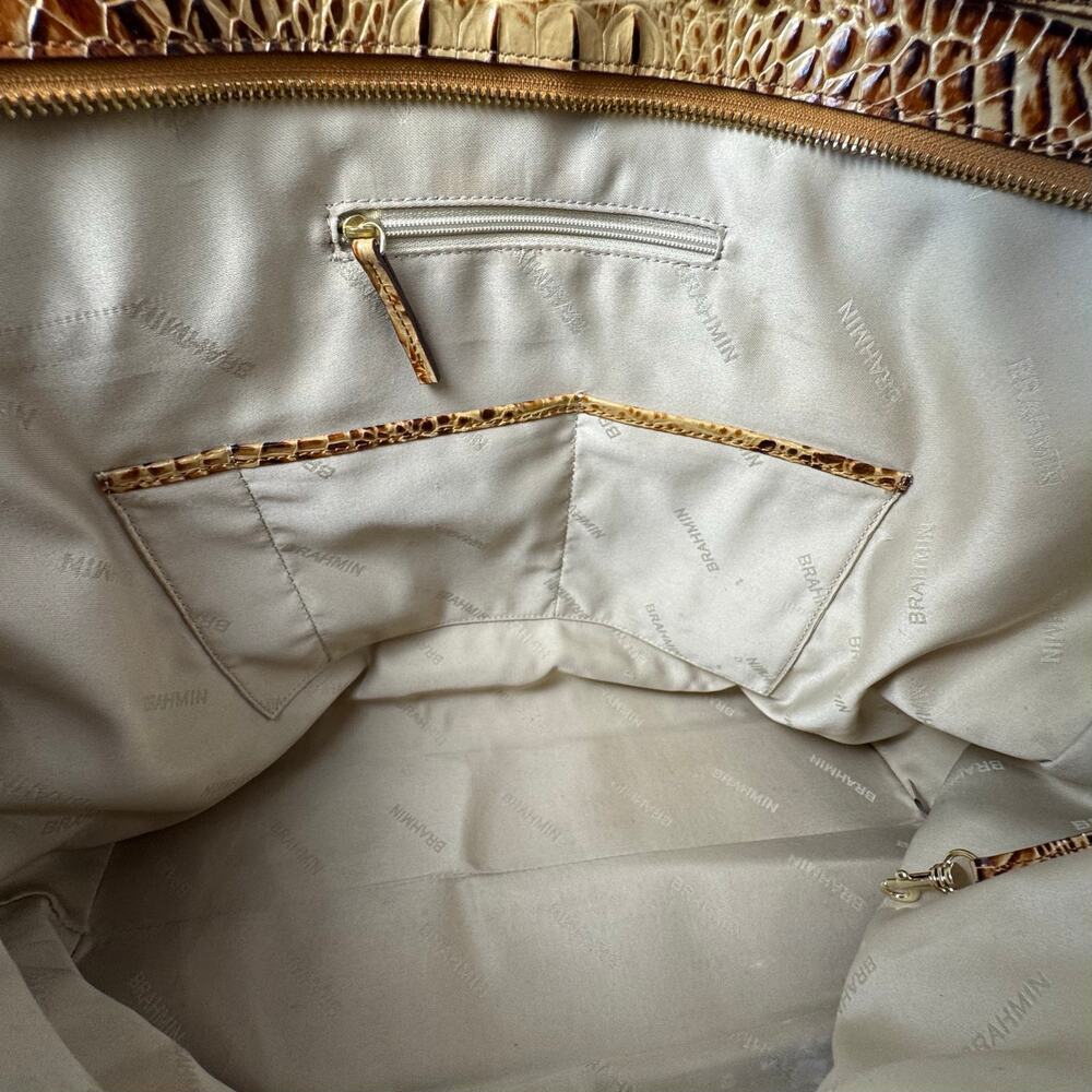 Brahmin Misha Toasted Rochelle Tote Caramel Nubuck Crock Embossed Leather - Picture 10 of 12